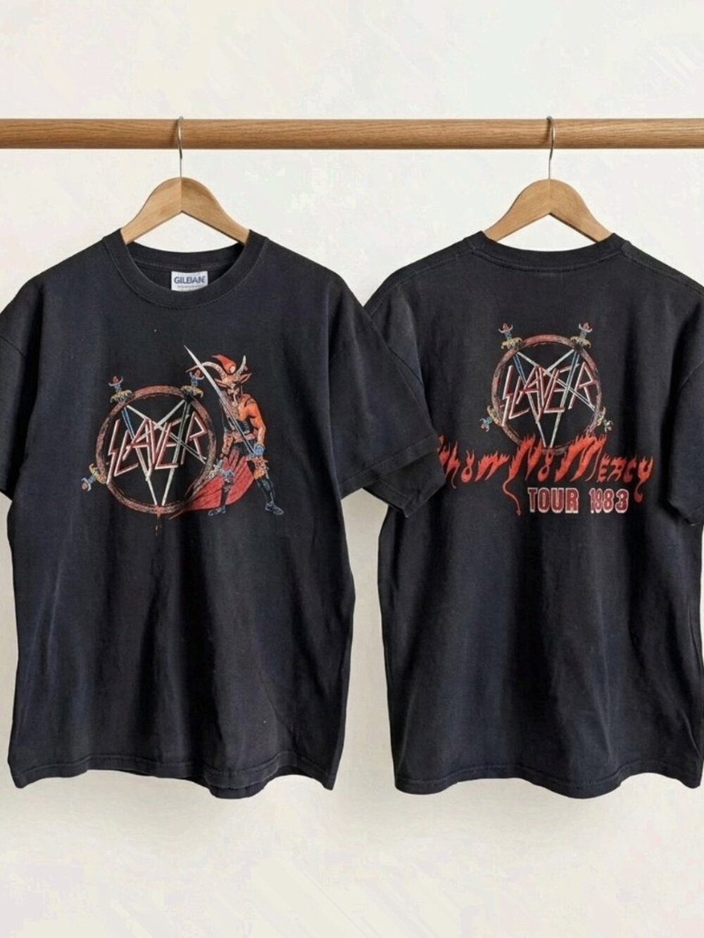 Vintage Slayer Merch T-Shirt Show No Mercy 1983 Tour Reprint